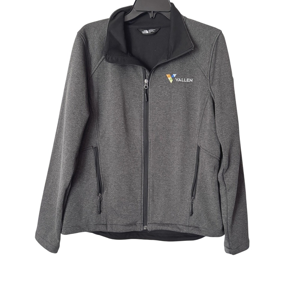 The North Face WindWall Jacket Womens L Gray Softshell Full Zip Vallen Logo